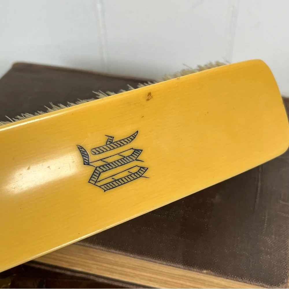 Antique Parisian Loonen Ivory Celluloid Vanity Brush (Unique Photo Holder)